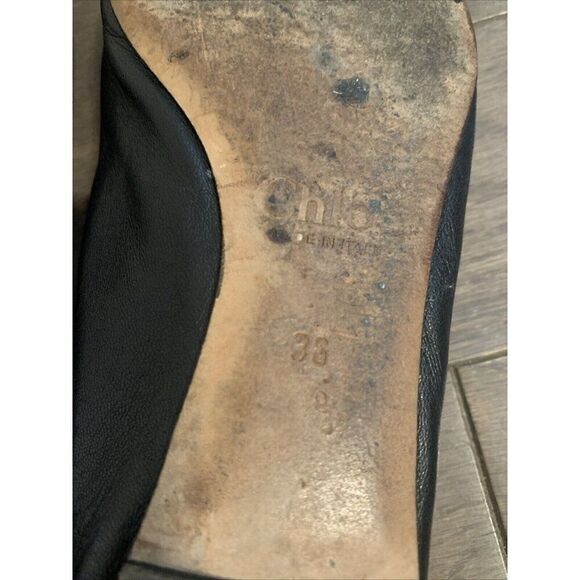 Chloe Authentic Solid Black Genuine Leather Ballet Flats 6 - Picture 6 of 8